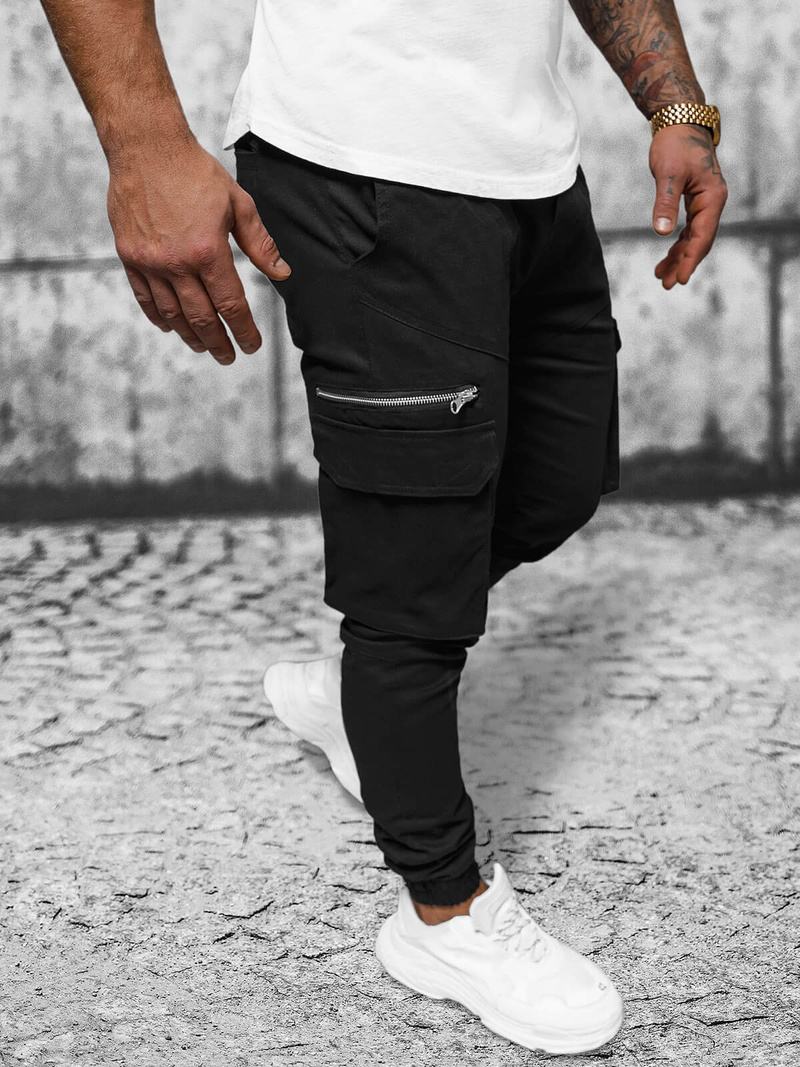 Ανδρικό παντελόνι jogger mαύρος OZONEE O/G3043