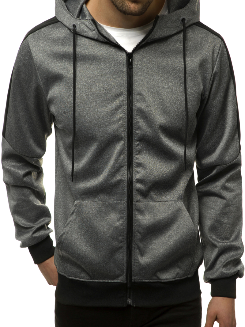 Ανδρικό φούτερ με φερμουάρ γραφίτη OZONEE JS/99005