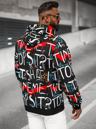 Ανδρικό Φούτερ με Kουκούλα Mαύρος OZONEE JS/8B1233/3