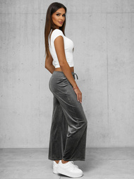 Γυναικείο βελούδινο παντελόνι γραφίτη OZONEE JS/92K519/10