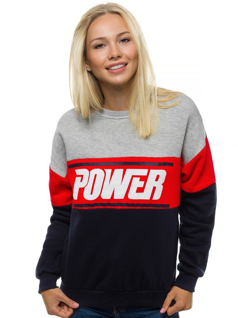 Γυναικείο φούτερ γκρι-ναυτικό μπλε OZONEE JS/KSW1015