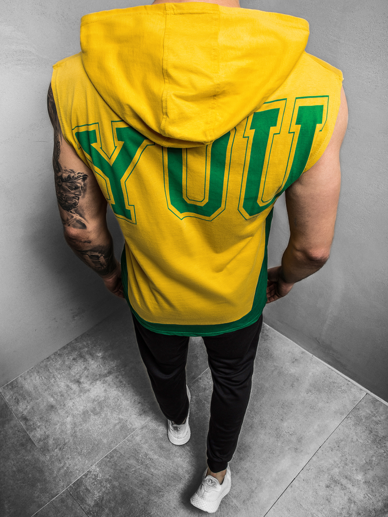 Ανδρικό μπλουζάκι με κουκούλα κίτρινο OZONEE B/60042Z