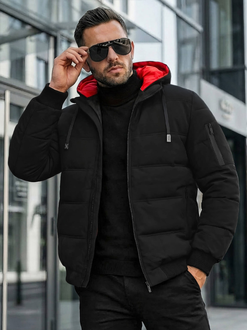 Ανδρικό μπουφάν mαύρος OZONEE JS/31M5003Z