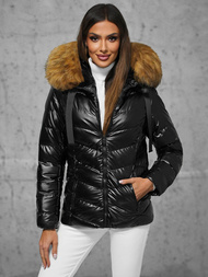 Γυναικείο μπουφάν mαύρο και καφέ OZONEE JS/5M3138/392B