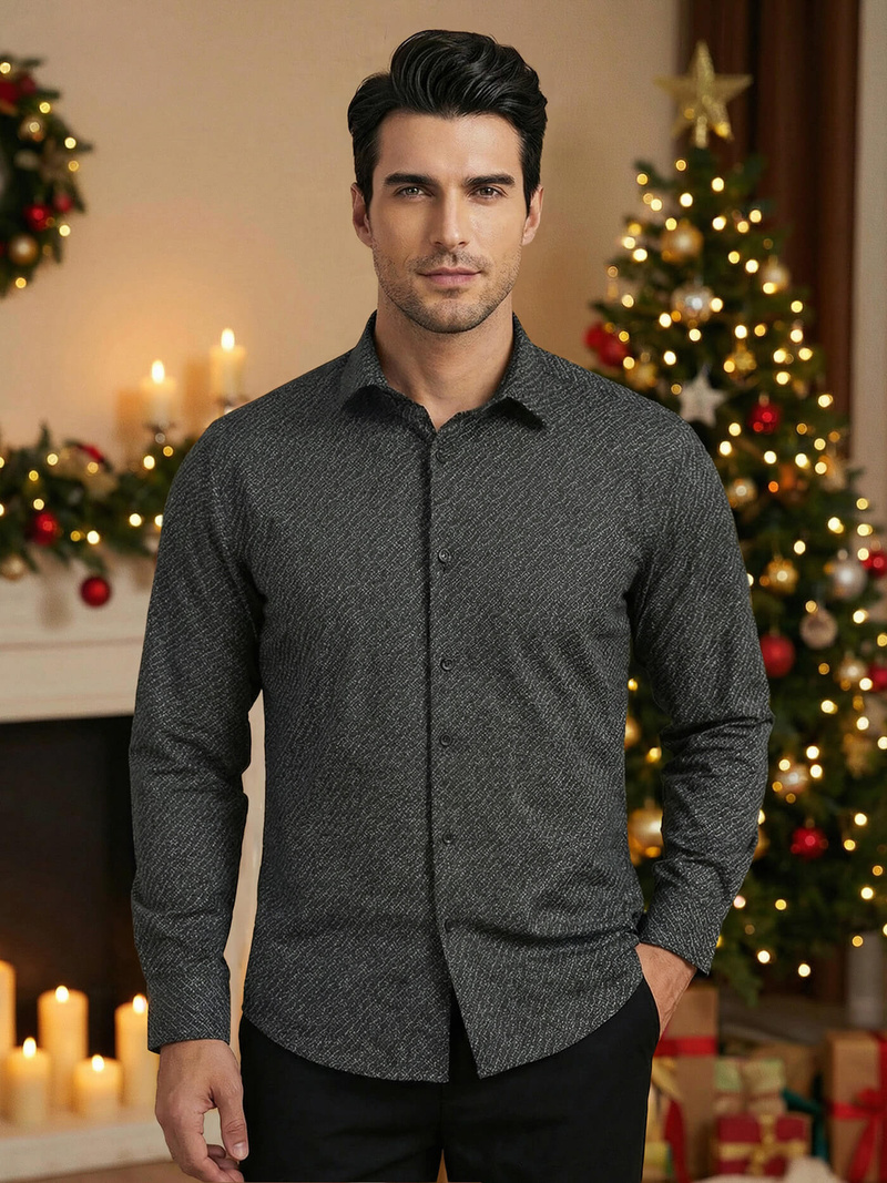 Ανδρικό πουκάμισο μαύρο OZONEE V/V184Z