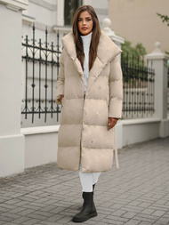 Γυναικείο χειμερινό μπουφάν mπεζ OZONEE JS/M737/62Z