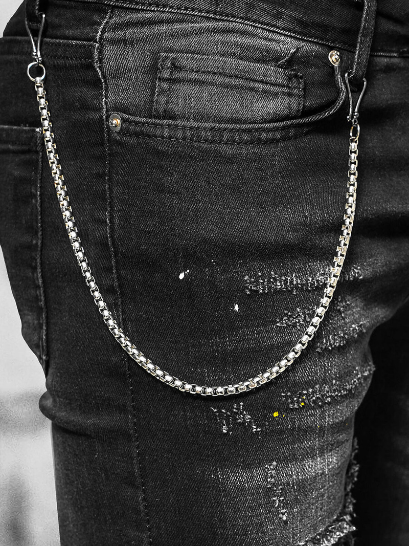 Ανδρικό τζιν παντελόνι mαύρος OZONEE O/MB465