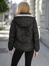 Γυναικείο μπουφάν μαύρο-μπεζ OZONEE JS/16M9315/392B