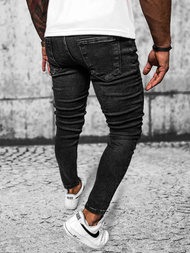 Ανδρικό τζιν παντελόνι mαύρος OZONEE E/6540/01