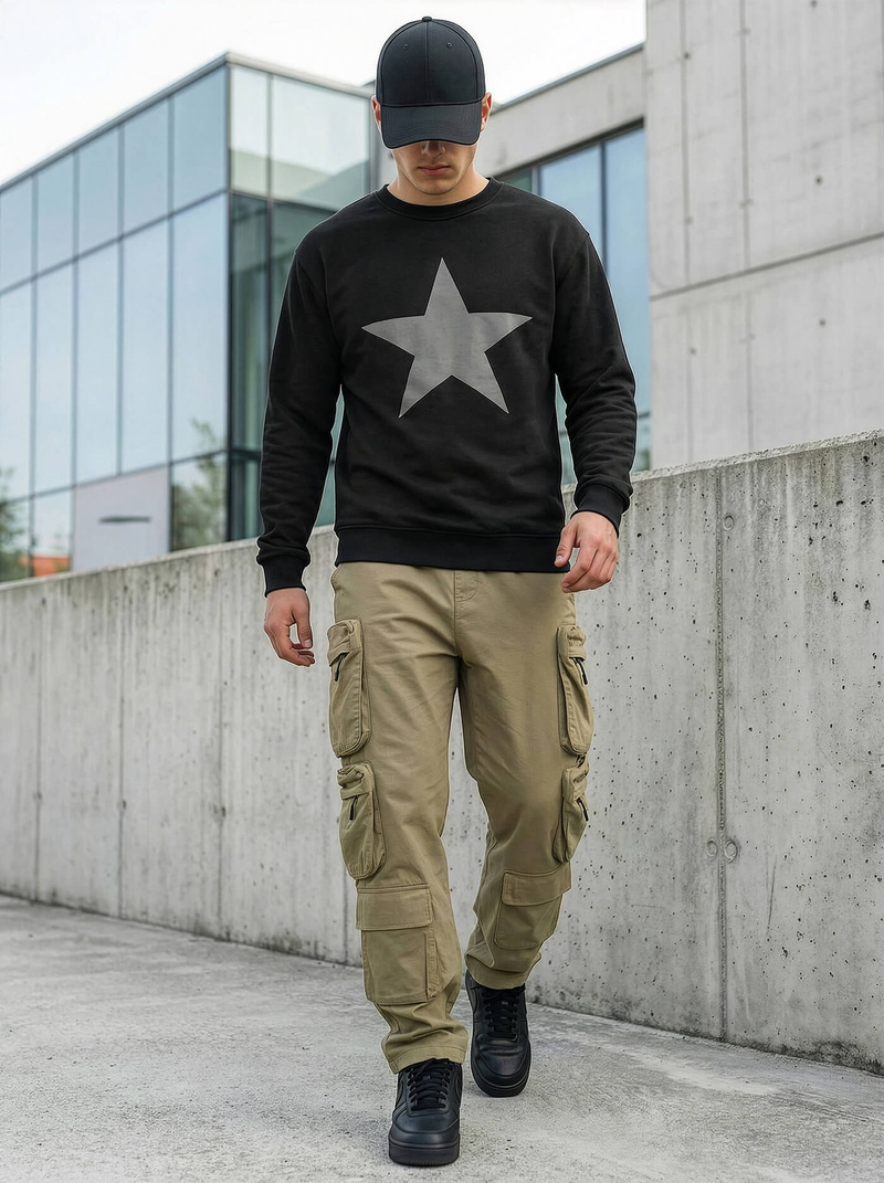 Ανδρικό Φούτερ μαύρο OZONEE JS/65B3920/3Z