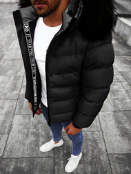 Ανδρικό χειμερινό μπουφάν mαύρος OZONEE JS/M8106