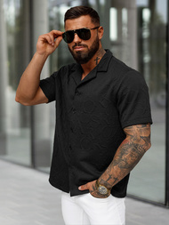 Ανδρικό πουκάμισο με κοντό μανίκι μαύρο OZONEE O/B2256