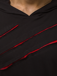 Ανδρικό μπλουζάκι με κουκούλα μαύρο-Κόκκινο OZONEE O/1187XZ