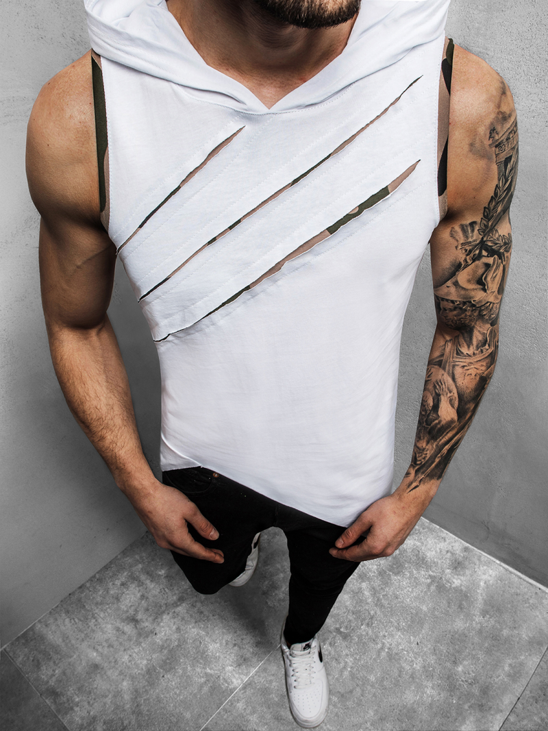 Ανδρικό μπλουζάκι με κουκούλα λευκό OZONEE O/1254Z