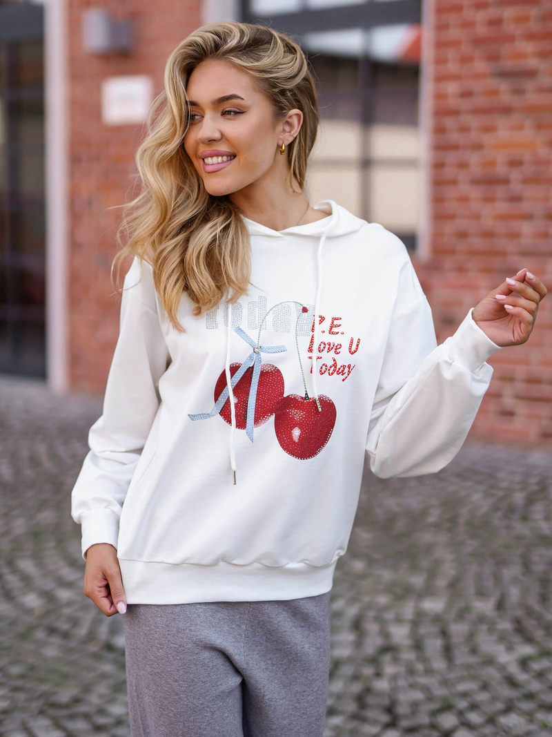 Γυναικείο φούτερ λευκό OZONEE JS/8B856/1