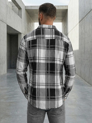 Ανδρικό πουκάμισο μαύρο άσπρο OZONEE NB/MC728N/3Z