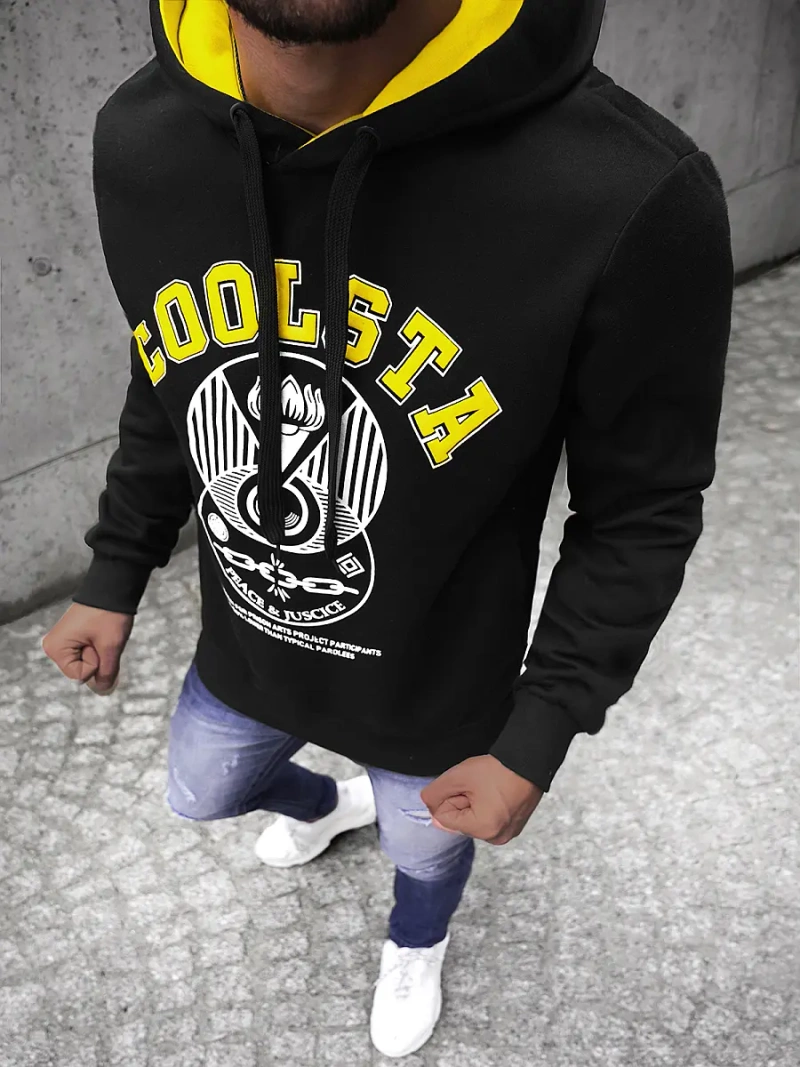 Ανδρικό Φούτερ με Κουκούλα μαύρο OZONEE JS/Y10036