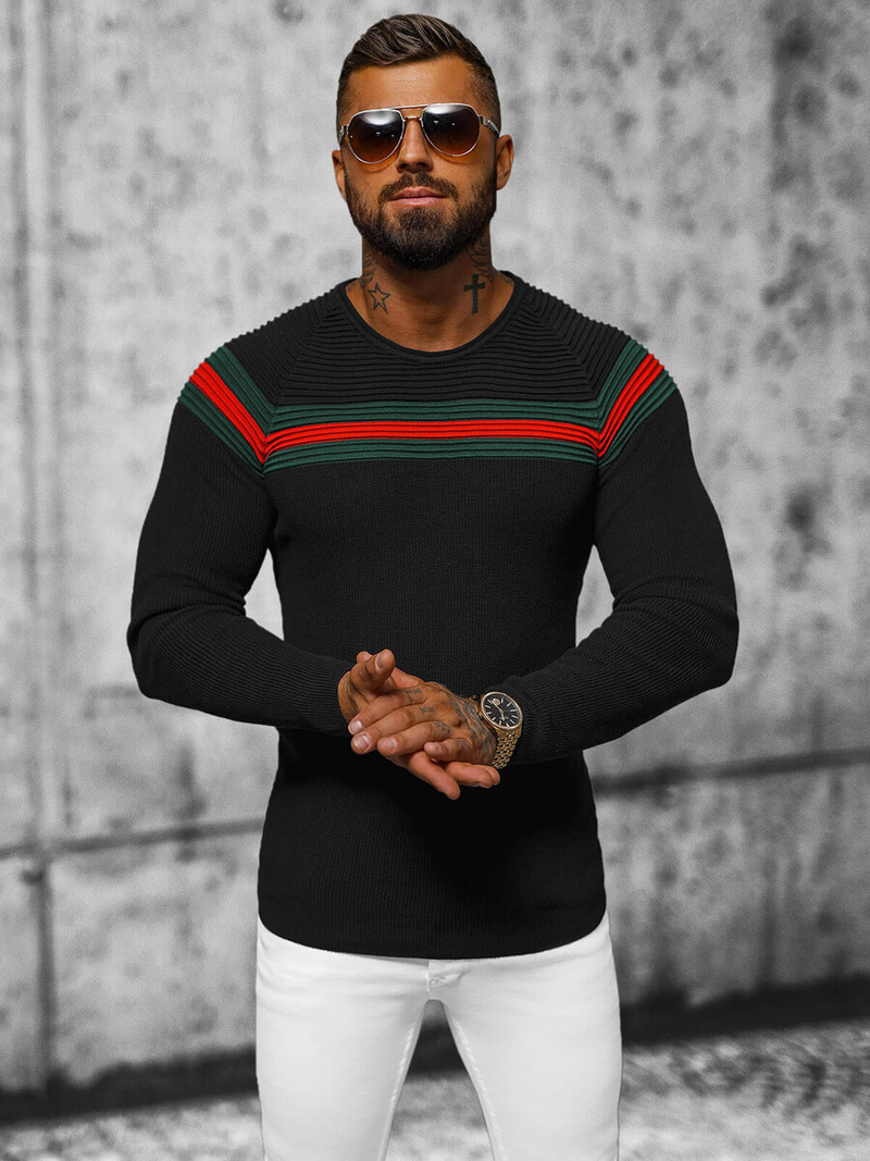 Ανδρικό πουλόβερ μαύρο OZONEE L/2457Z