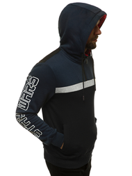 Ανδρικό Φούτερ με Κουκούλα ναυτικό μπλε-μαύρο OZONEE JS/KS2223