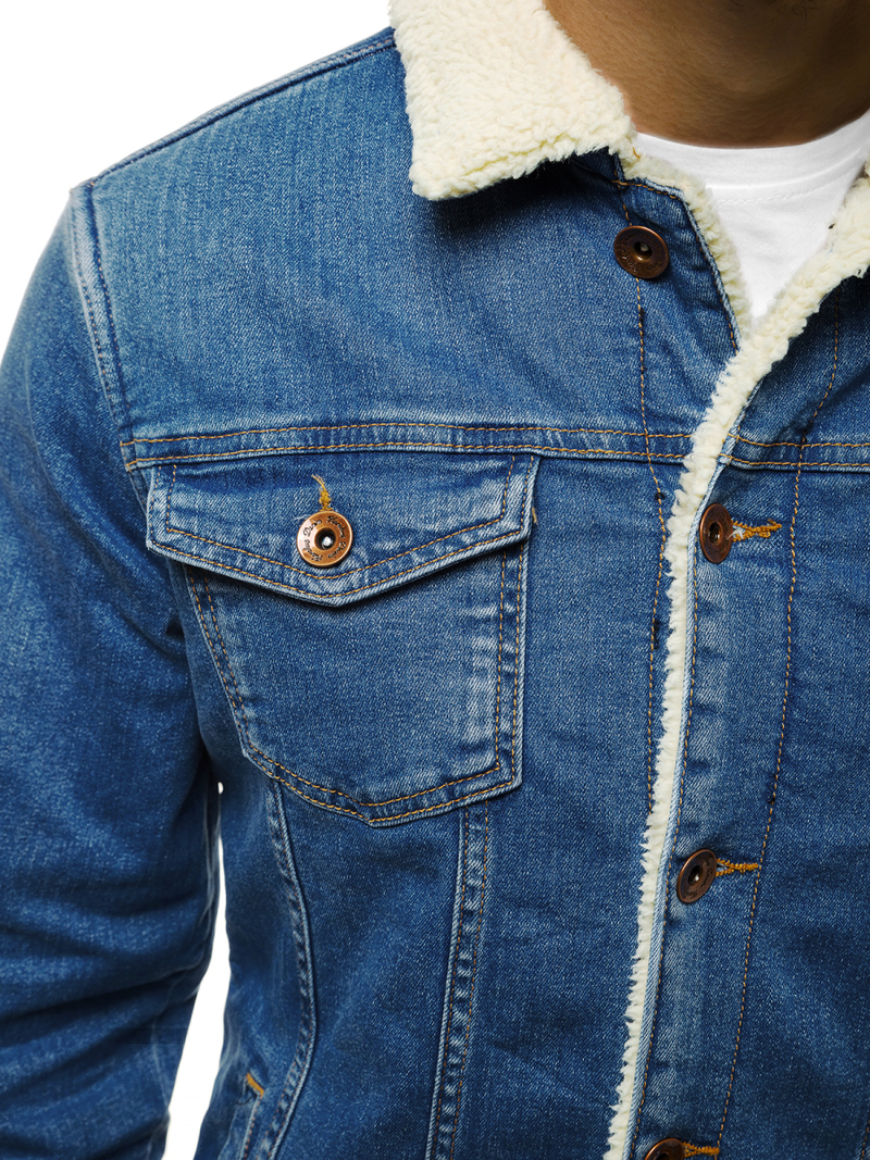 Ανδρικό τζιν μπουφάν ανοιχτό-μπλε OZONEE BN/5938