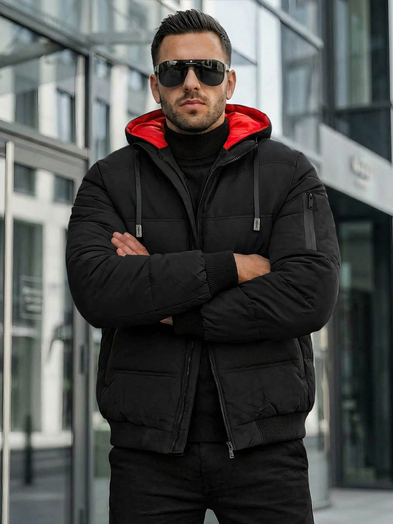 Ανδρικό μπουφάν mαύρος OZONEE JS/31M5003Z