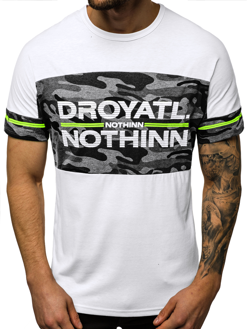 Ανδρικό μπλουζάκι λευκό OZONEE JS/SS10976