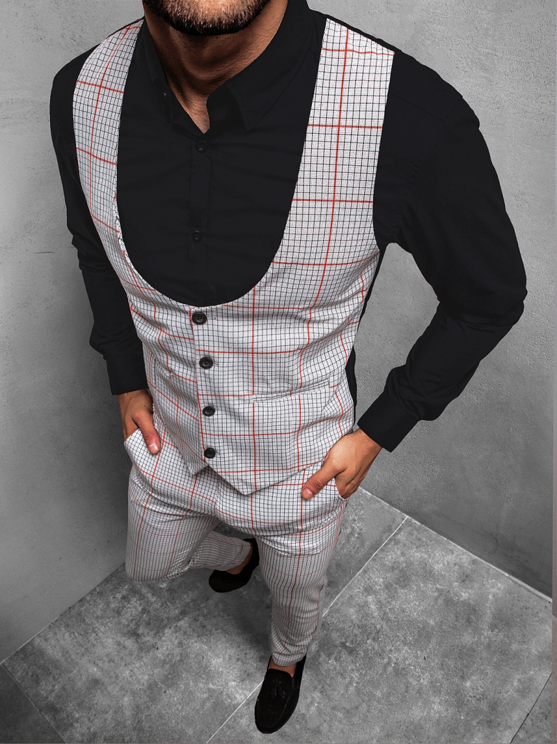 Ανδρικό σετ φόρμας - Γιλέκο και παντελόνι chino γκρι OZONEE DJ/5597