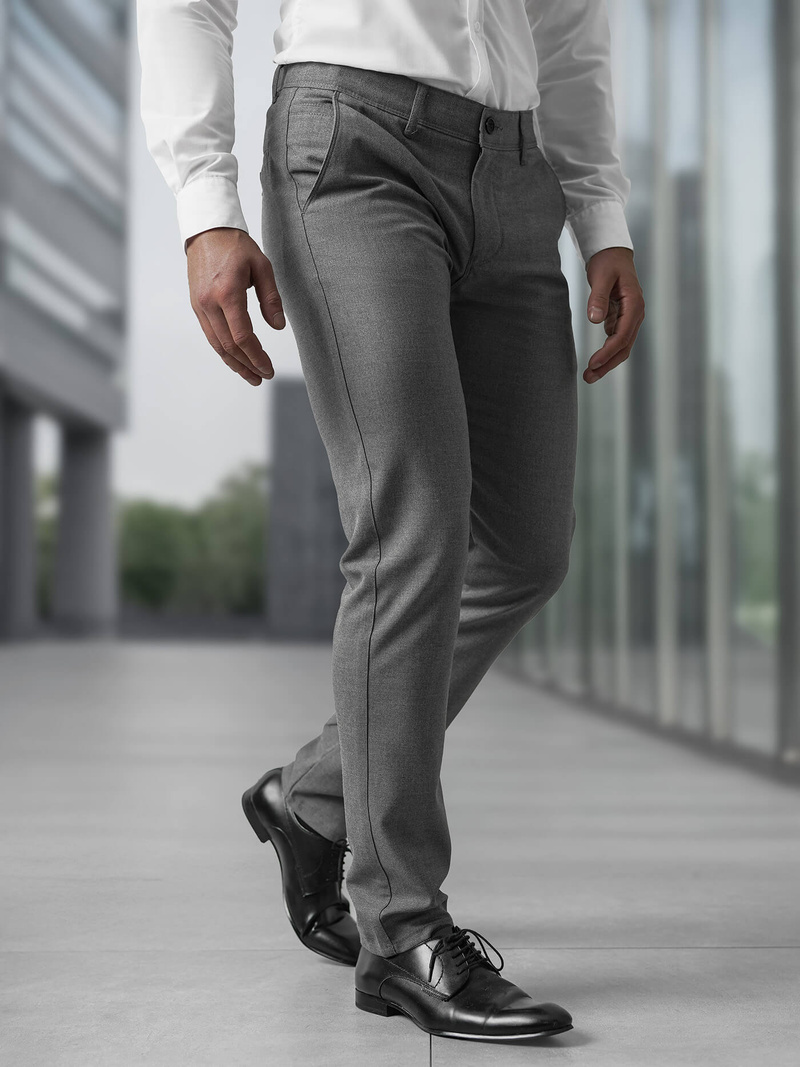 Ανδρικό παντελόνι chino σκούρο-γκρι OZONEE V/6545