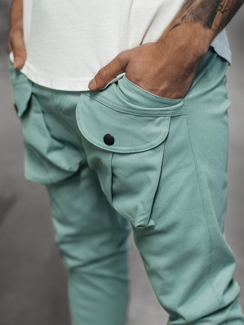Ανδρικό παντελόνι chino jogger μέντα OZONEE G/11144