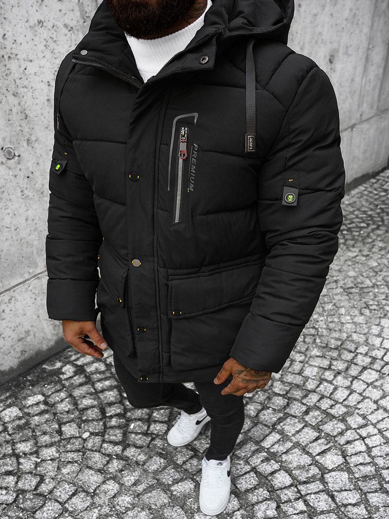 Ανδρικό χειμερινό μπουφάν μαύρο OZONEE JS/22M60/392