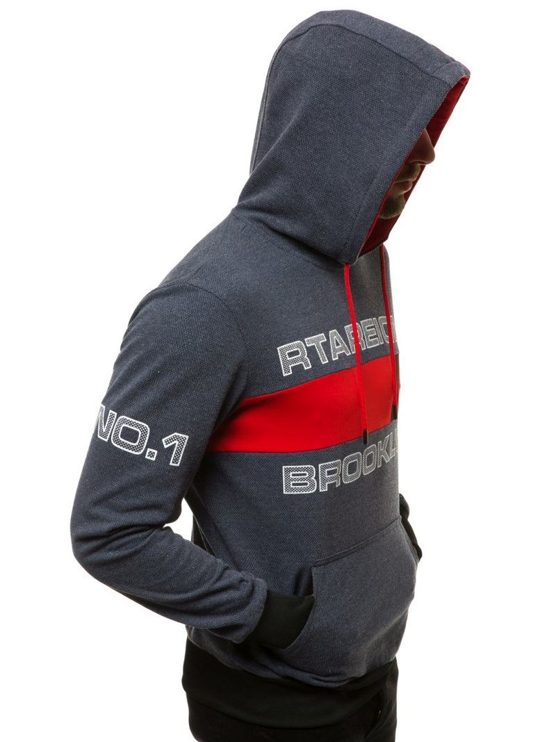 Ανδρικό Φούτερ με Κουκούλα ναυτικό μπλε OZONEE JS/DD20131