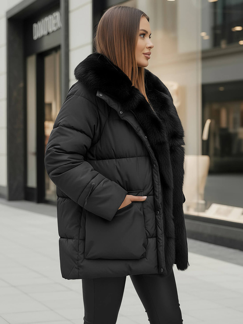 Γυναικείο μπουφάν μαύρο OZONEE JS/16M9185/392Z