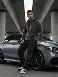 Ανδρικό βελούδινο Φούτερ με Kουκούλα γραφίτη OZONEE JS/8B1168/6Z