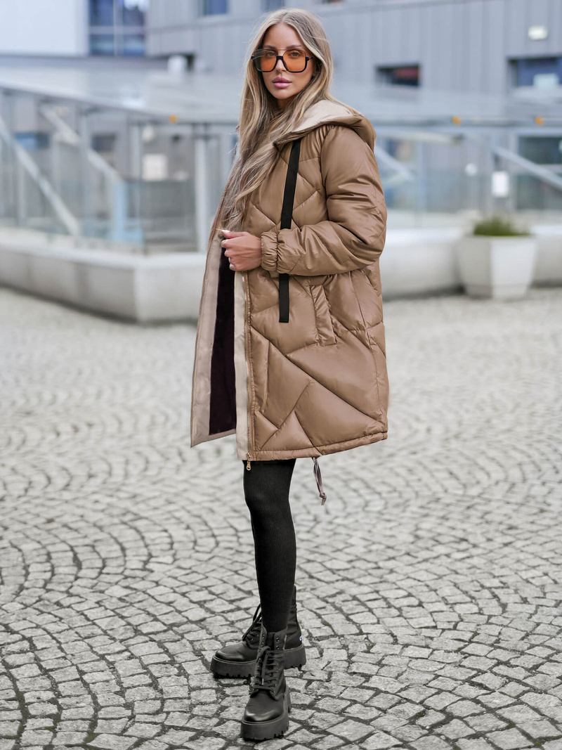 Γυναικείο μπουφάν kαμήλα OZONEE JS/5M3189/84Z