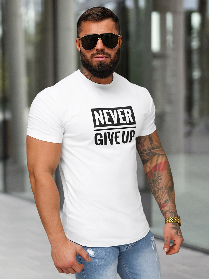 Ανδρικό μπλουζάκι λευκό OZONEE NB/MT3133