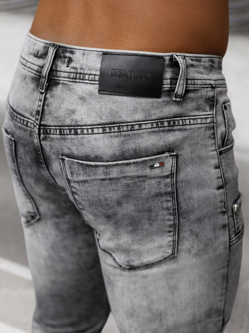 Ανδρικό τζιν παντελόνι γραφίτη OZONEE NB/MP0163N