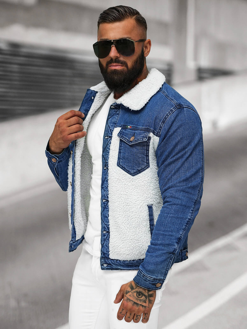 Ανδρικό τζιν μπουφάν σέρπα mπλε OZONEE NB/MJ533BZ