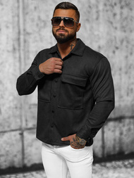 Ανδρικό πουκάμισο mαύρος OZONEE O/GOM23039