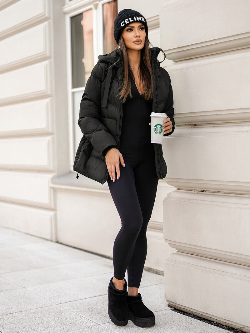 Γυναικείο μπουφάν μαύρο OZONEE JS/5M3251/392Z