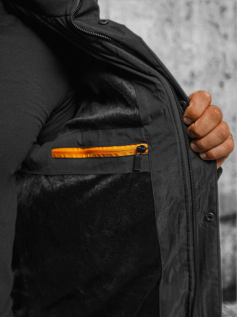 Ανδρικό χειμερινό μπουφάν μαύρο OZONEE JS/22M57/392