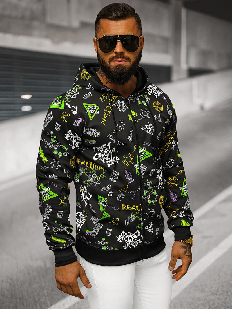 Ανδρικό Φούτερ με Kουκούλα Mαύρος OZONEE JS/8B1186/3