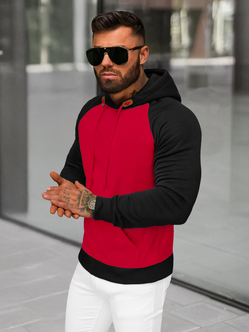 Ανδρικό Φούτερ με Κουκούλα το κόκκινο OZONEE JS/8B157/18