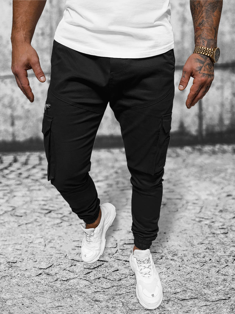 Ανδρικό παντελόνι jogger mαύρος OZONEE O/G3043