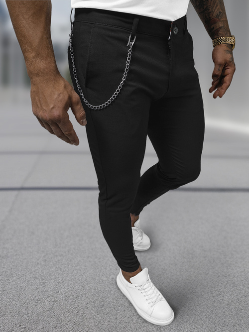 Ανδρικό παντελόνι chino μαύρο OZONEE DJ/3300