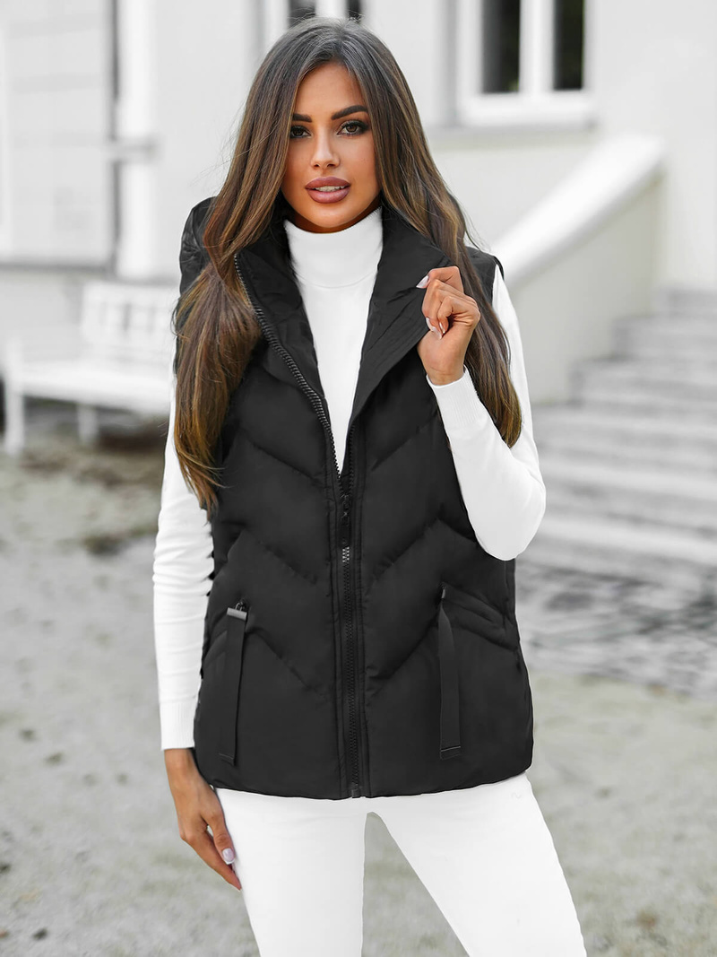 Γυναικείο αμάνικο μπουφάν μαύρο OZONEE JS/5M3176/392Z