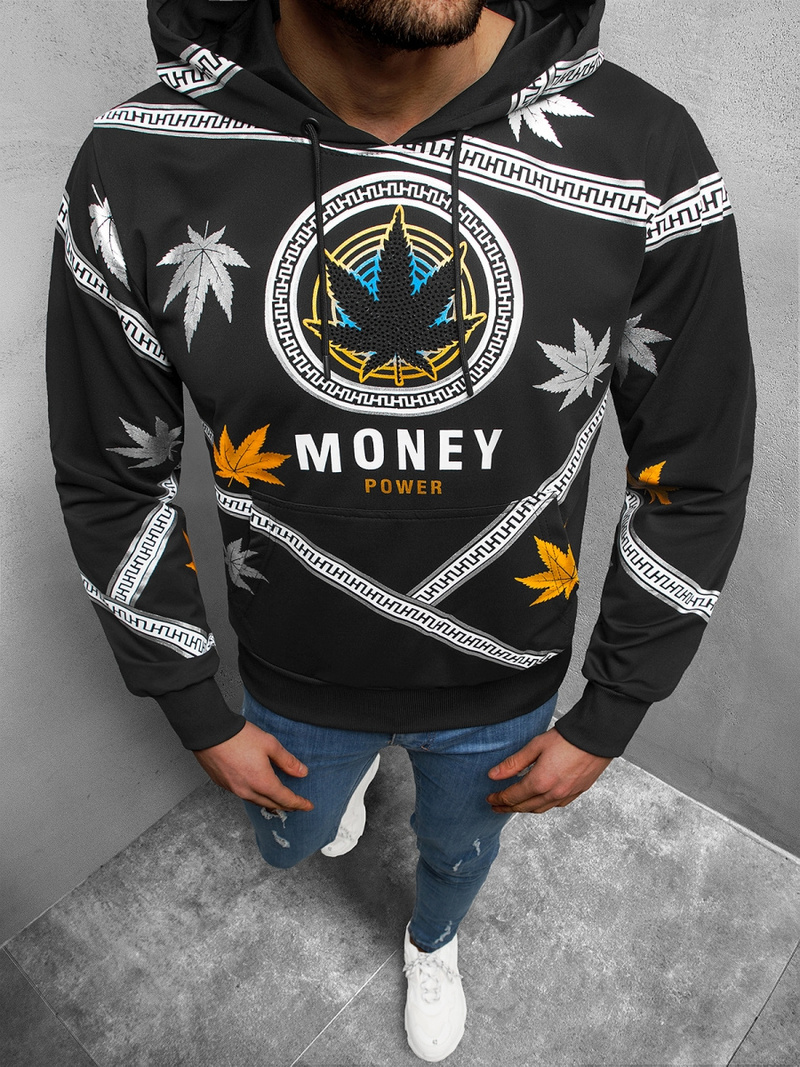 Ανδρικό Φούτερ με Κουκούλα μαύρο OZONEE O/HM656Z