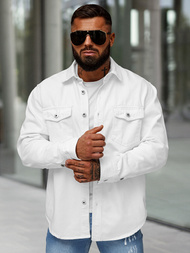 Ανδρικό τζιν πουκάμισο λευκό OZONEE L/CA777/2