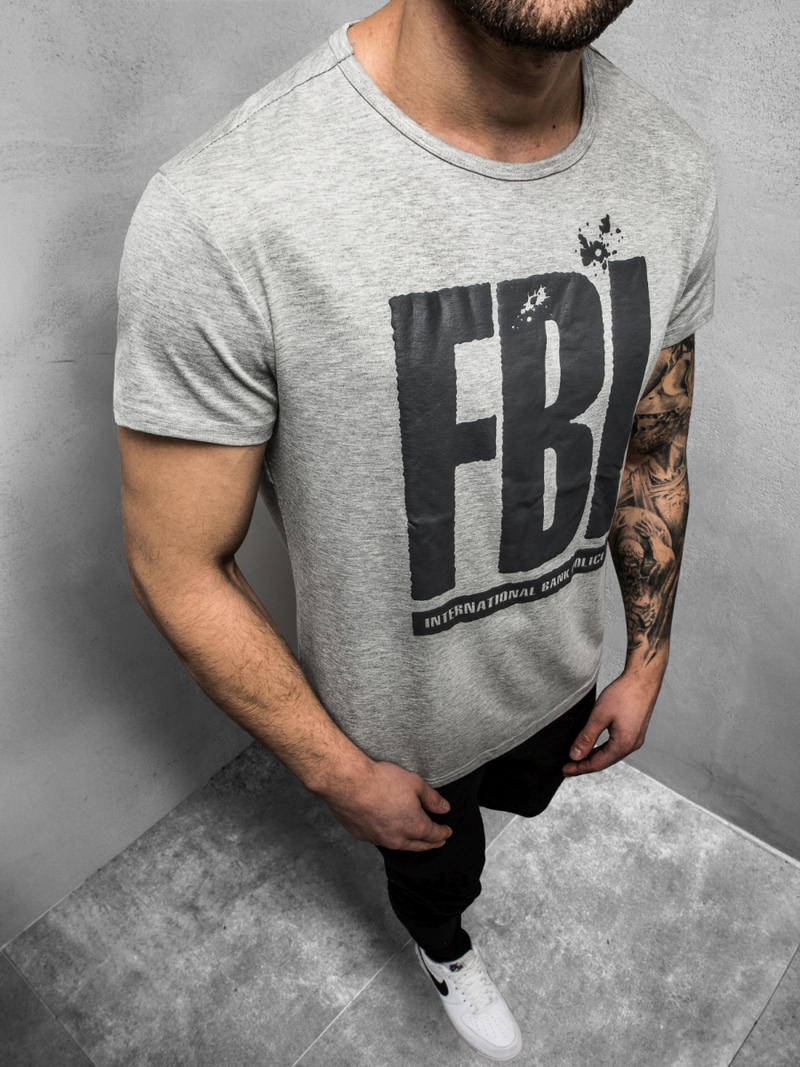 Ανδρικό μπλουζάκι γκρι OZONEE JS/SS100730Z