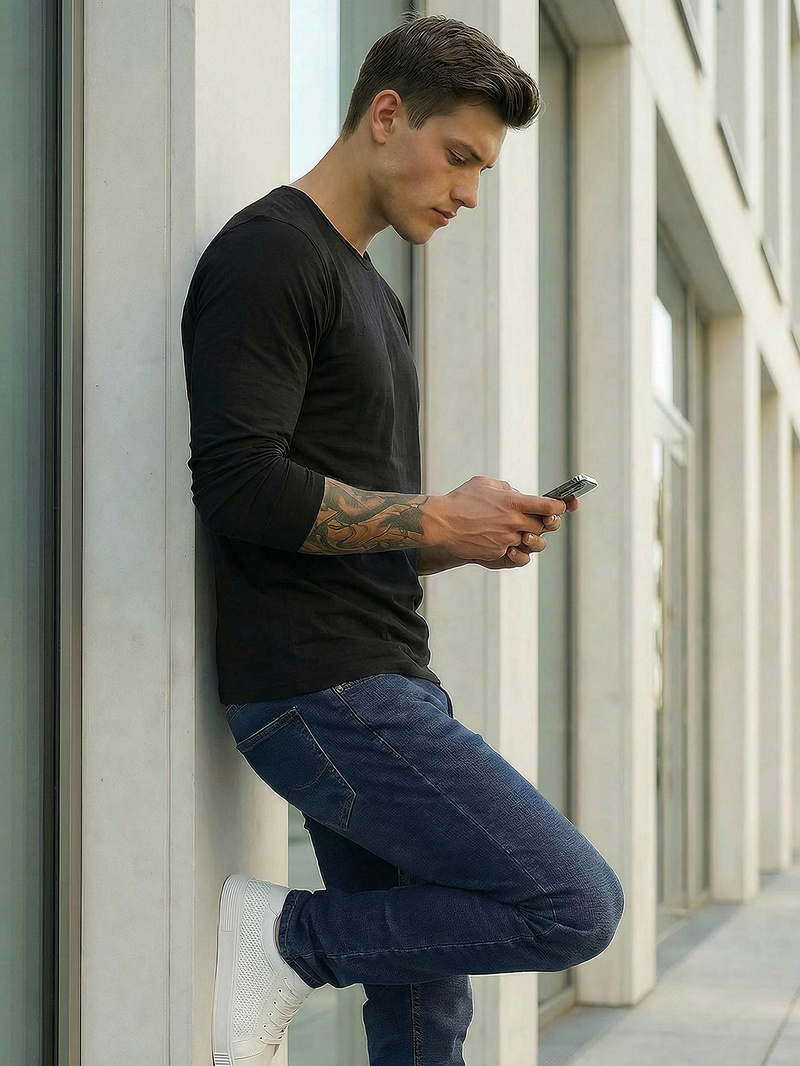 Ανδρικό τζιν παντελόνι Σκούρο μπλε OZONEE DO/4048/2Z