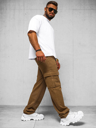 Ανδρικό παντελόνι καφέ OZONEE DO/4001